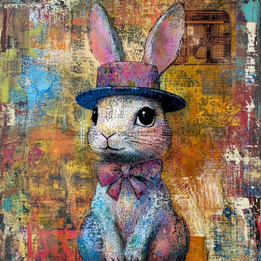 Easter Sign, Bunny in Hat,, DCO-12724, Sign For Wreath, 10x10